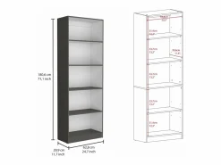 TuHome Set de estanteria de oficina home de 3 piezas en melamina con estantes y 2 puertas , 180.6 cm X 188.4 cm X 29.9 cm , Multicolor Clearance