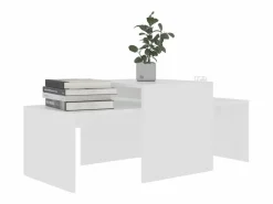 Clicnbuy Set de mesas de centro madera contrachapada 100x48x40 cm Blanco Online