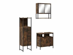 Set de muebles baño 3 pzas madera contrachapada roble ahumado^vidaxl Sale
