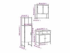Set de muebles baño 3 pzas madera contrachapada roble ahumado^vidaxl Sale