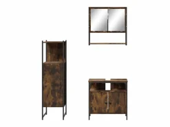 Set de muebles baño 3 pzas madera contrachapada roble ahumado^vidaxl Sale