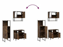 Set de muebles baño 3 pzas madera contrachapada roble ahumado^vidaxl Sale