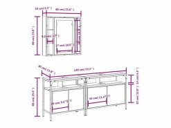 vidaxl Set de muebles baño 3 pzas madera contrachapada roble ahumado Marru00f3n Sale