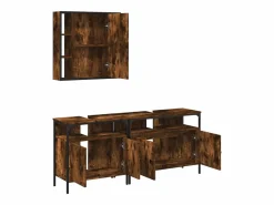 vidaxl Set de muebles baño 3 pzas madera contrachapada roble ahumado Marru00f3n Sale