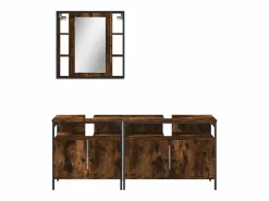 vidaxl Set de muebles baño 3 pzas madera contrachapada roble ahumado Marru00f3n Sale