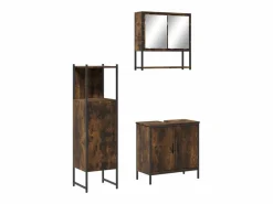 Set de muebles baño 3 pzas madera contrachapada roble ahumado^vidaxl