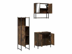 Set de muebles baño 3 pzas madera contrachapada roble ahumado^vidaxl