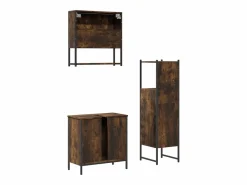Set de muebles baño 3 pzas madera contrachapada roble ahumado^vidaxl