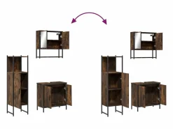 Set de muebles baño 3 pzas madera contrachapada roble ahumado^vidaxl