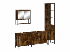 vidaxl Set de muebles baño 4 pzas madera contrachapada roble ahumado Marru00f3n Online