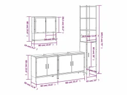 vidaxl Set de muebles baño 4 pzas madera contrachapada roble ahumado Marru00f3n Online