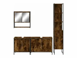 vidaxl Set de muebles baño 4 pzas madera contrachapada roble ahumado Marru00f3n Online