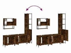 vidaxl Set de muebles baño 4 pzas madera contrachapada roble ahumado Marru00f3n Online