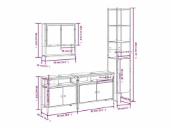Set de muebles baño 4 pzas madera contrachapada roble ahumado^vidaxl Sale