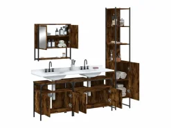 Set de muebles baño 4 pzas madera contrachapada roble ahumado^vidaxl Sale