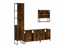 Set de muebles baño 4 pzas madera contrachapada roble ahumado^vidaxl Sale