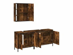 vidaxl Estantería Sobre Inodoro|Set de muebles baño 3 pzas madera contrachapada roble ahumado