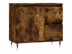 vidaxl Set de muebles baño 3 pzas madera contrachapada roble ahumado Marru00f3n Outlet