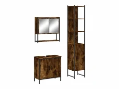 vidaxl Set de muebles baño 3 pzas madera contrachapada roble ahumado Marru00f3n Outlet
