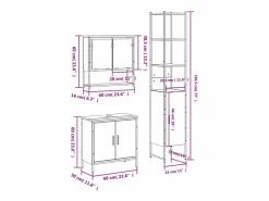 vidaxl Set de muebles baño 3 pzas madera contrachapada roble ahumado Marru00f3n Outlet