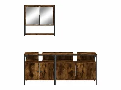 vidaxl Estantería Sobre Inodoro|Set de muebles baño 3 pzas madera contrachapada roble ahumado