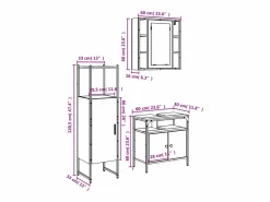 vidaxl Set de muebles de baño 3 pzas madera contrachapada sonoma Gris Best