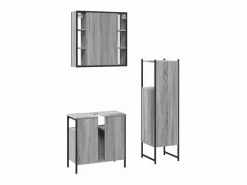 vidaxl Set de muebles de baño 3 pzas madera contrachapada sonoma Gris Best
