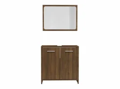 Set de muebles de baño madera contrachapada marrón roble ES730665^ Hot