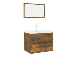 vidaxl Set de muebles de baño madera contrachapada color roble ahumado Marru00f3n Sale