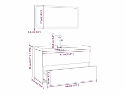 vidaxl Set de muebles de baño madera contrachapada color roble ahumado Marru00f3n