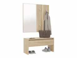 vidaxl Banco Y Pie De Cama|Banco Y Pie De Cama|Set de muebles de recibidor madera contrachapada roble Sonoma