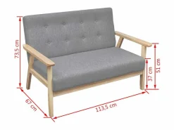 Clicnbuy Conjunto Sofás|Set de sofás de 2 piezas de tela claro