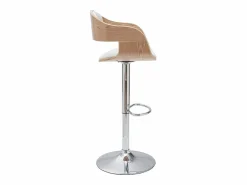 Miliboo Set de 2 taburetes de cocina ajustables de poliuretano y madera clara EUSTACHE Blanco Hot
