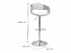 Miliboo Set de 2 taburetes de cocina ajustables de poliuretano y madera clara EUSTACHE Blanco Hot