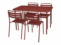 Sweeek Comedores De Jardín|Set mesa de jardín bistró de acero con 4 sillas, 120cm tierra de siena