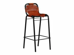 vidaxl Set muebles bar 3 pzas madera reciclada cuero cabra auténtico Color natural claro New