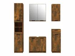 vidaxl Estantería Sobre Inodoro|Set muebles de baño 5 piezas madera contrachapada roble ahumado