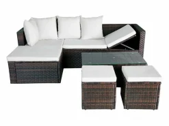 vidaxl Salones De Jardín|Set muebles de jardín 4 piezas y cojines ratán sintético marrón