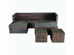 vidaxl Salones De Jardín|Set muebles de jardín 4 piezas y cojines ratán sintético marrón
