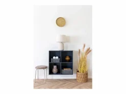 Les Tendances Set van 3 ARESE opbergmanden – Grijs katoen en metaal Gris Hot