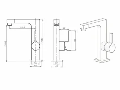 Essebagno Short Grifo mezclador lavabo cromado Negro Best