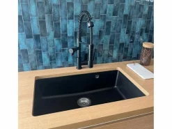 Essebagno Fregadero|Sierra Fregadero de una sola cubeta grande 76x50 en resina negra
