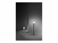 Sigaro - Bolardo de jardín con 1 bombilla E27 máx. 20 W IP54, aluminio pintado, bolardo para exterior, claro, altura 90 cm - Perenz^