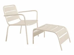 Silla baja apilable de jardín + reposapiés - metal - - MIRMANDE de^MYLIA Online