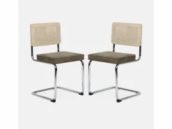 Sweeek Sillas Y Lotes De Sillas|Silla cantilever con respaldo efecto ratán, set de 2 pardo