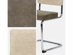 Sweeek Sillas Y Lotes De Sillas|Silla cantilever con respaldo efecto ratán, set de 2 pardo
