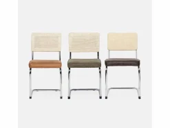 Sweeek Sillas Y Lotes De Sillas|Silla cantilever con respaldo efecto ratán, set de 2 pardo