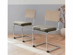 Sweeek Sillas Y Lotes De Sillas|Silla cantilever con respaldo efecto ratán, set de 2 pardo