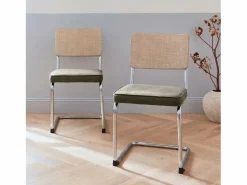 Sweeek Sillas Y Lotes De Sillas|Silla cantilever con respaldo efecto ratán, set de 2 pardo