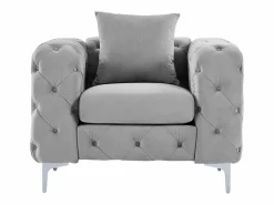Vente-unique Silla chesterfield de terciopelo antracita y pie de metal EDWINA Gris claro Discount